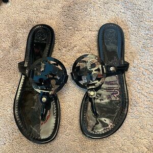 Tory Burch black patent leather Miller sandals 9M